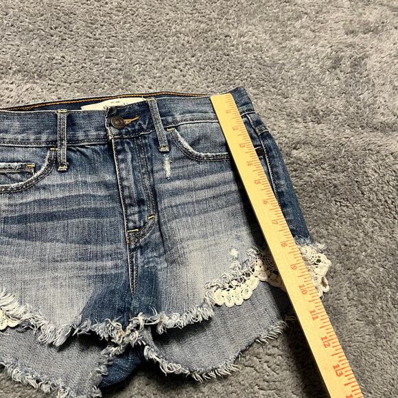 Abercrombie & Fitch Jean Shorts Womens 00 /24 Lace Trim Cut Off Raw Hem - Picture 6 of 8
